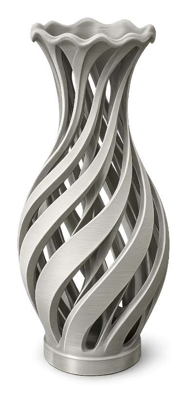 Jarra decorativa impressa em 3D com padrão em espiral, acabamento branco